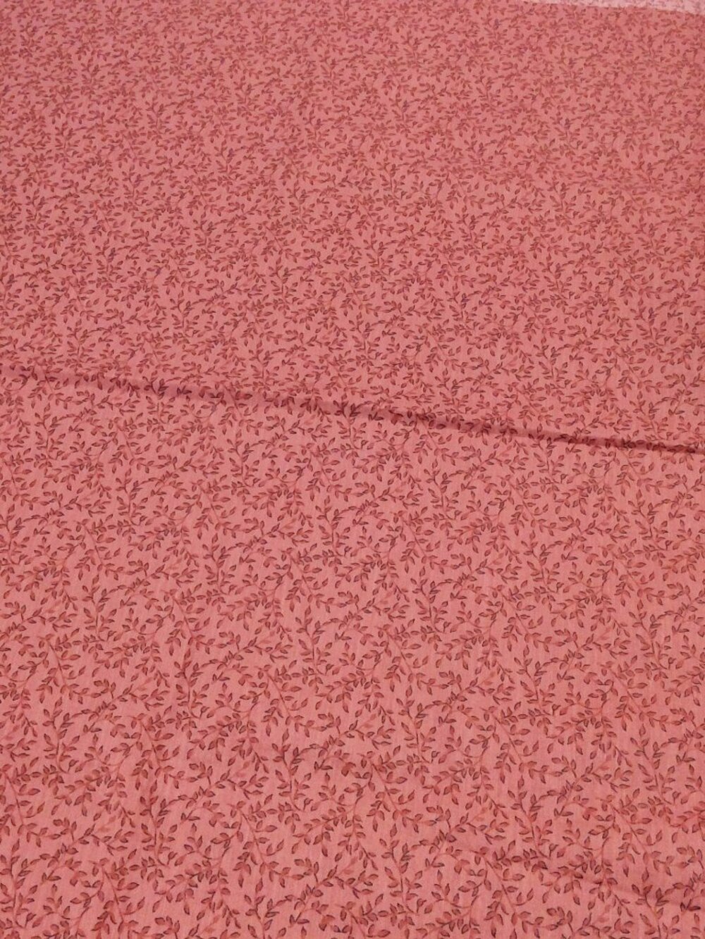 Vintage Wellwood Industries Cotton Calico Fabric Leaves Dark Mauve Black 2 yds